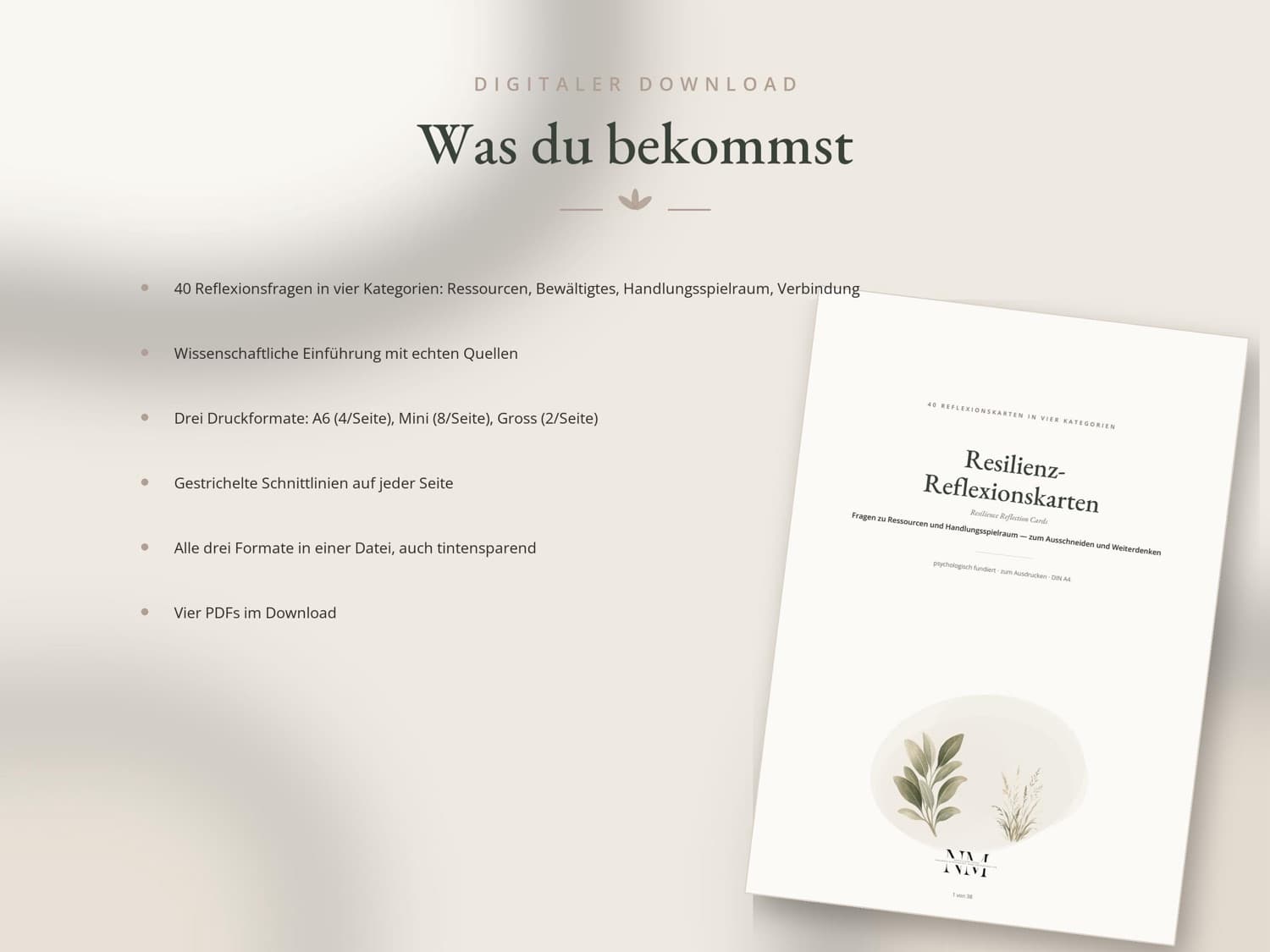 Resilienz-Reflexionskarten — Was du bekommst