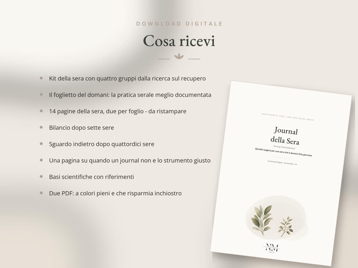 Quaderno della sera — Cosa ricevi