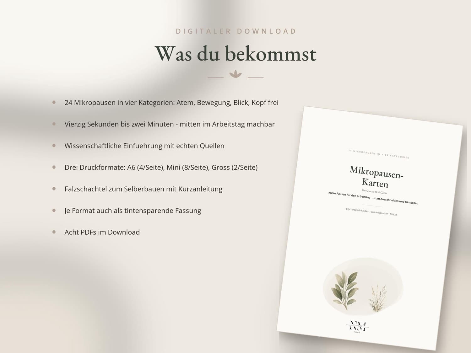 Mikropausen-Karten — Was du bekommst
