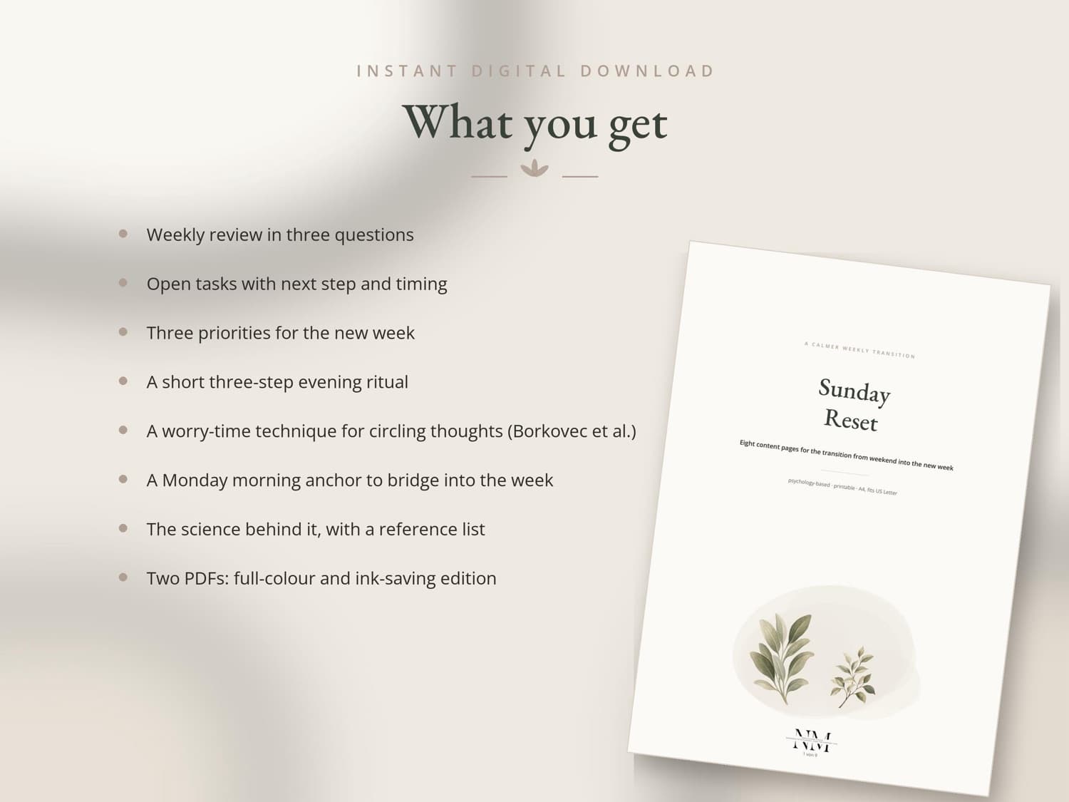 Sunday Reset — What you get